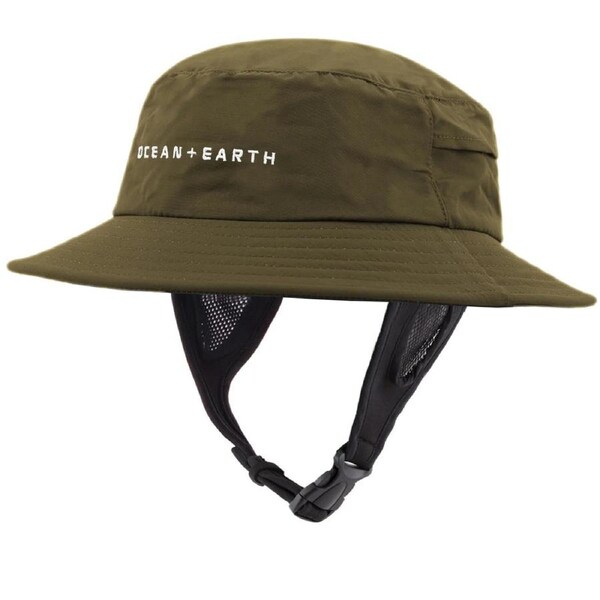 Ocean & Earth Bingin Youth 56cm Soft Peak Surf Hat with Chin Strap (Olive)