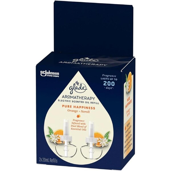 Glade Aromatherapy Electric Scented Oil Refill Pure Happiness, Orange & Neroli Uplifting Home Fragrance