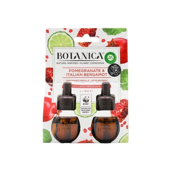 Air Wick Botanica PlugIn Diffuser Refills Pomegranate & Italian Bergamot Fragrance Pack of 2 (19mL each)