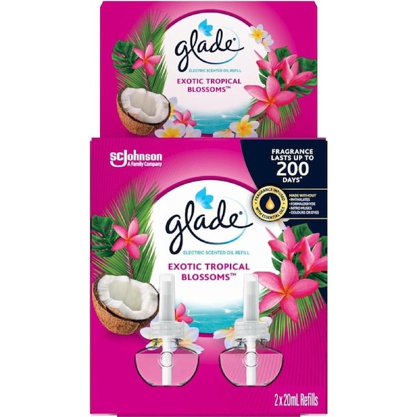 Glade PlugIns Scented Oil Refill Exotic Tropical Blossoms (2 x 20mL) for LongLasting, Tropical Fragrance