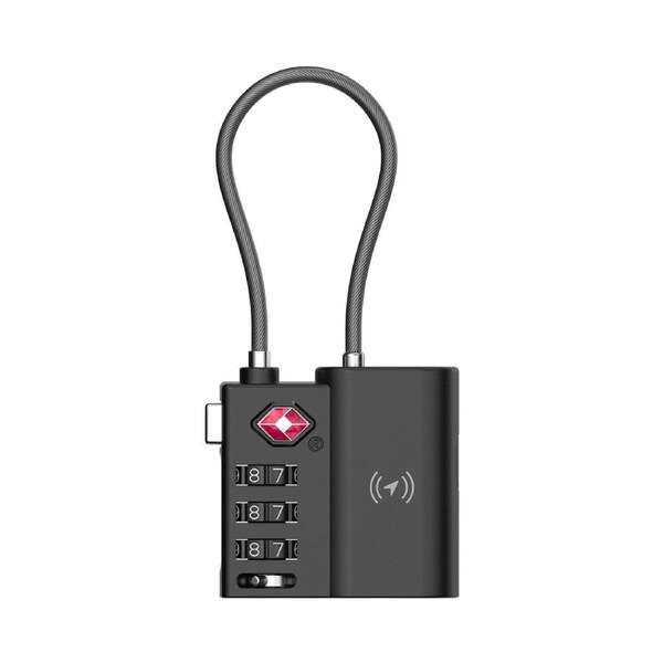 LASER Black TSA Lock Smart Tag with Rechargeable Battery - Track & Locate Luggage via Apple Find My - Bluetooth Security for Travel - TSA Approved - Secure Your Gear