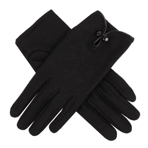 DENTS Ladies Womens 100% Wool Gloves Unlined Warm Winter - Black (One Size)