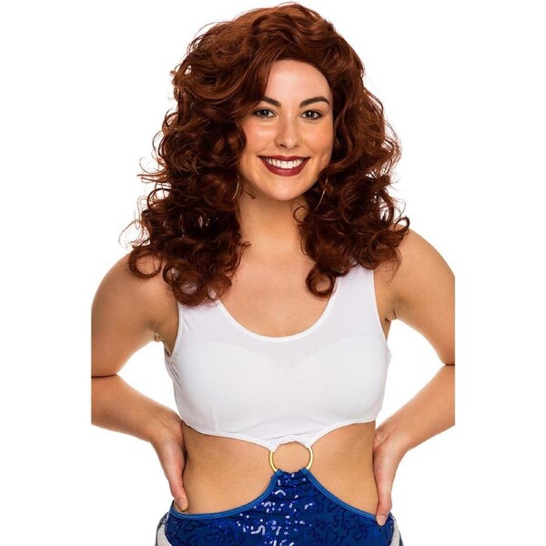 90s Julia Deluxe Auburn Red Long Curly Wig