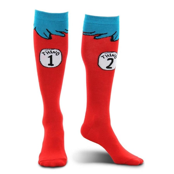 Dr Seuss Thing 1 and 2 Adult Socks