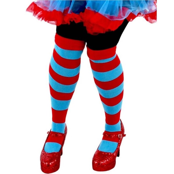 Dr Seuss Thing 1 and 2 Striped Knee High Socks