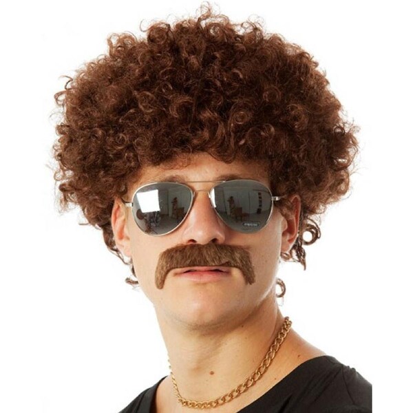 70s Brown Fro and Mo Set