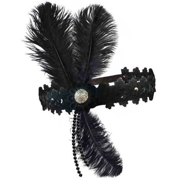 20s Flapper Headpiece Black