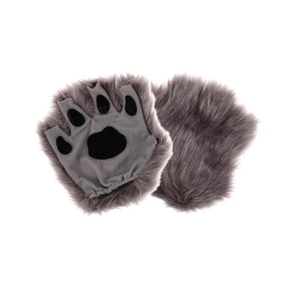 Grey Fingerless Paw Gloves