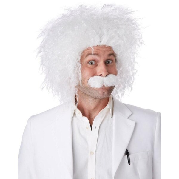 Einstein White Curly Wig and Moustache
