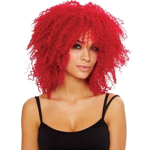 Hot Red Crimped Wig