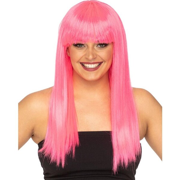 Fashion Deluxe Neon Pink Long Wig