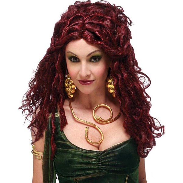 Medusa Long Curly Burgundy Wig