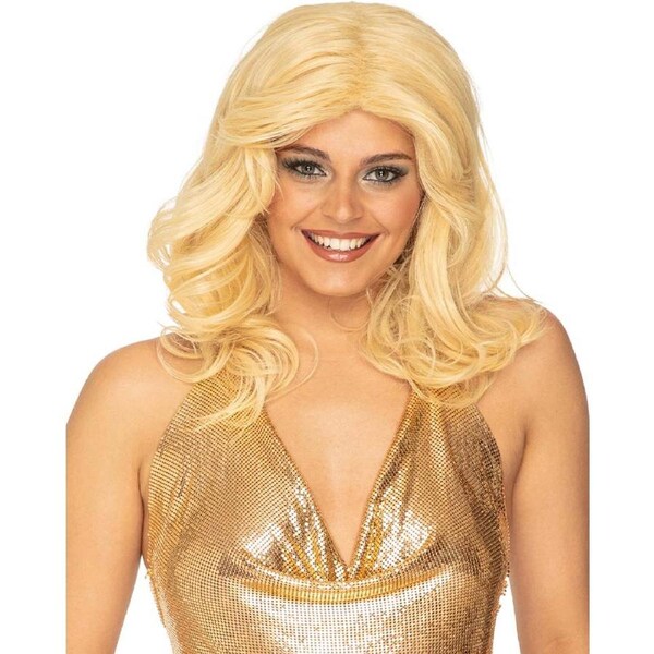 70s Disco Flick Deluxe Long Blonde Feathered Wig