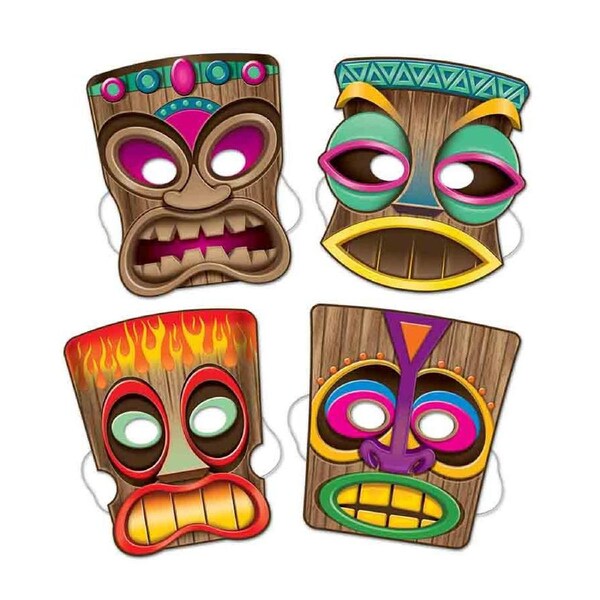 Hawaiian Tiki Mask 4 Pack
