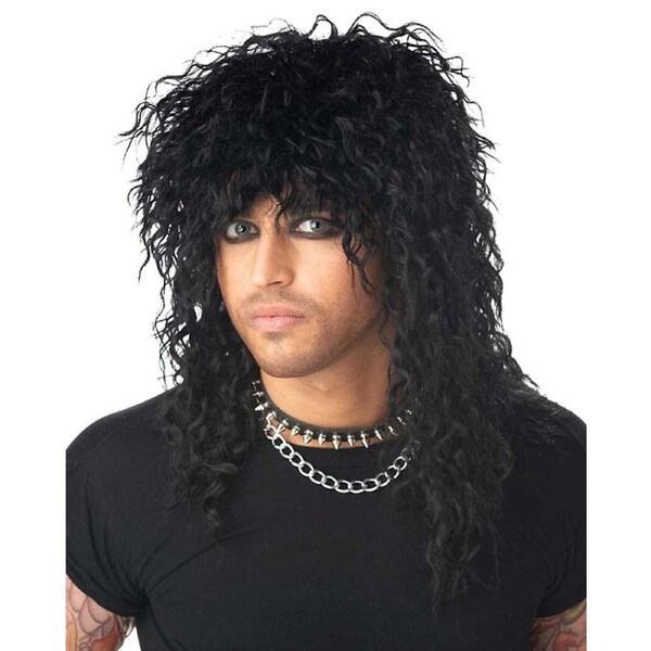 Headbanger Long Curly Black Wig