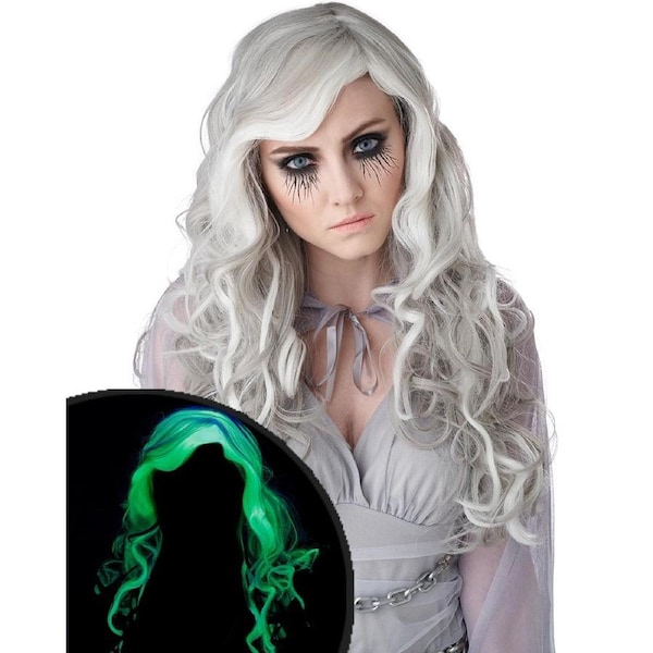Glow in the Dark Ghost Long Grey Wig