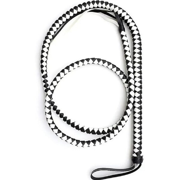 Black and White Stock Whip Costume Prop 1.2m
