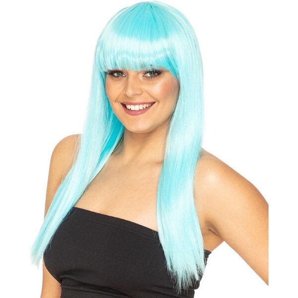 Fashion Deluxe Soft Teal Long Wig
