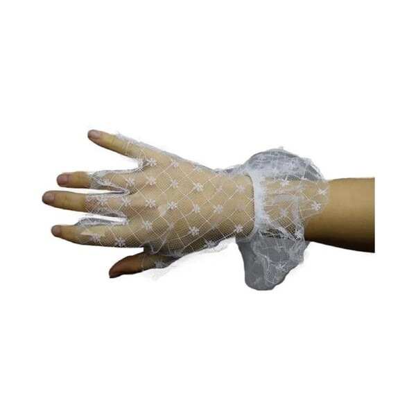 80s White Lace Frill Fingerless Gloves