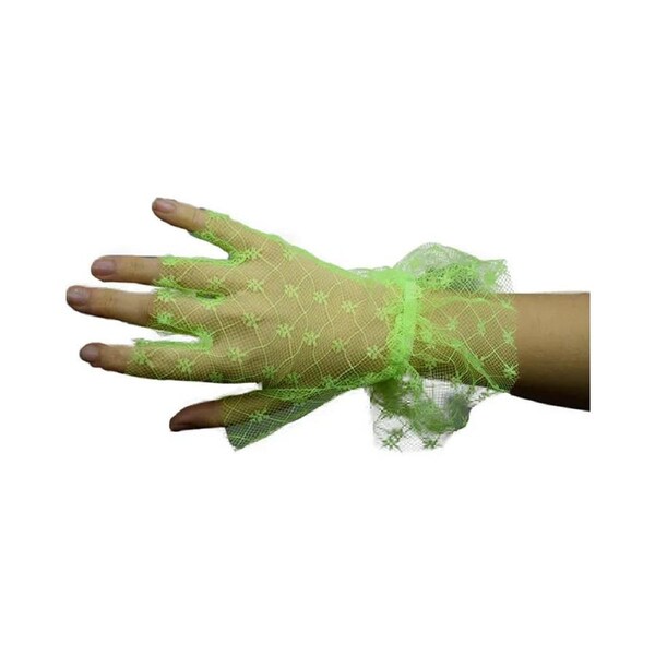 80s Green Lace Frill Fingerless Gloves