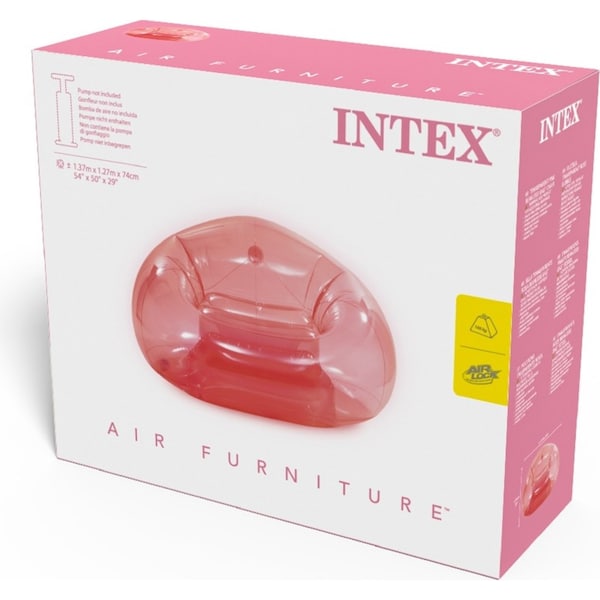 Intex Transparent Pink Beanless Bag Inflatable Lounge Chair 1.37x1.27m