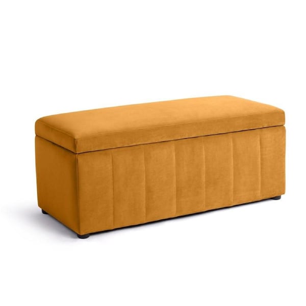 Becca Storage Ottoman Blanket Box Lounge Bench Mustard Velvet