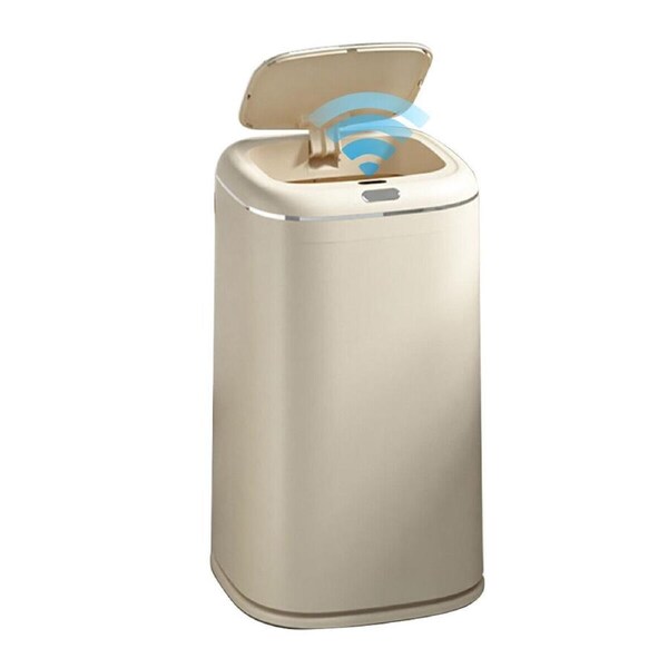 Cream 40L Smart Trash Bin Automatic Motion Sensor Rubbish Basket Toilet Slim Bin