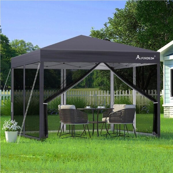 3x3m Gazebo ALFORDSON Pop Up Marquee Outdoor Tent Mesh Wall Grey