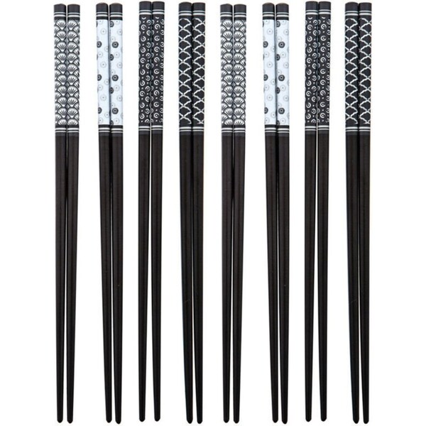 Davis & Waddell Bamboo Chopsticks Set - 8 Pairs - Black/White