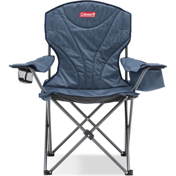 Coleman Chair Quad King Size Cooler Arm Blue Wide Camping Outdoor Accessories