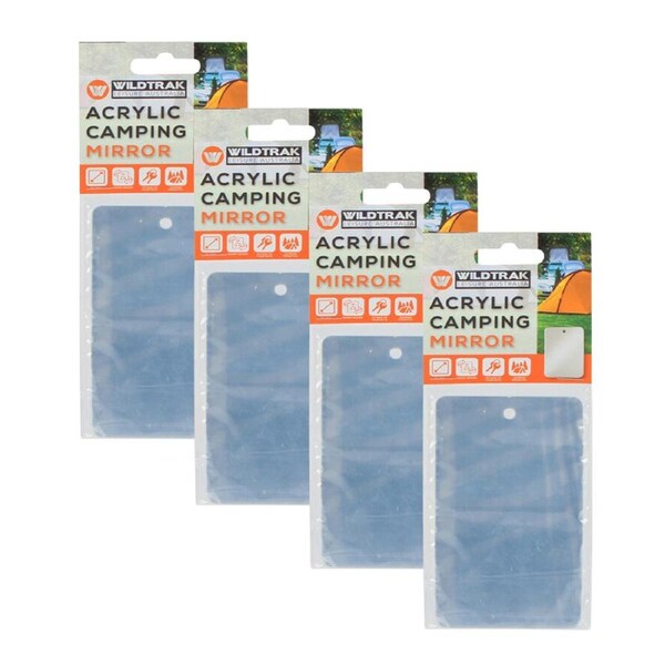 4x Wildtrak Emergency Signal Mirror Outdoor Camping Accessories/Equipment 11x7cm
