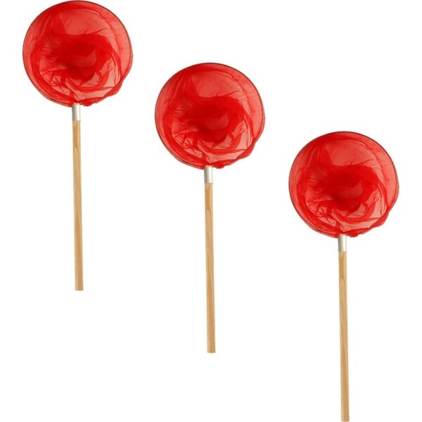 3x Fishteck Net Butterfly Camping Outdoors Wood Handle Red Fishing Equipment