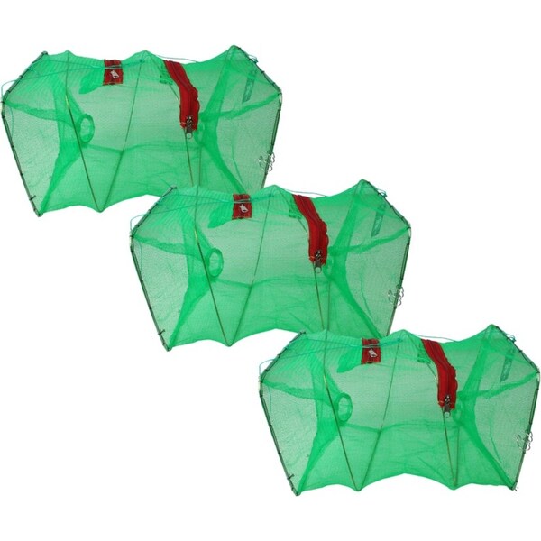 3x Fishteck Trap Bait Collapsible Camping Outdoors Equipment 5cm Ring 25cmx45cm