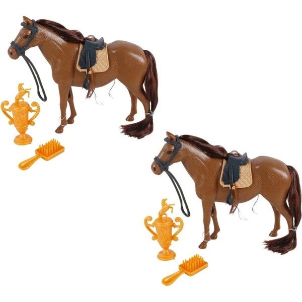 2x 3pc Razoo Plastic Horse Play Set W-Accessories Assorted Colours Toy 14cm 3+