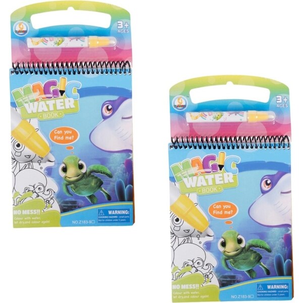2x Razoo Magic Water Book w/ Water Pen Marine Life Kids Educational Toy 3+