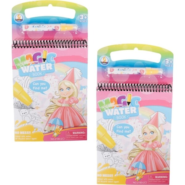 2x Razoo Magic Water Book w/ Water Princess Series Kids Educational Toy 3+
