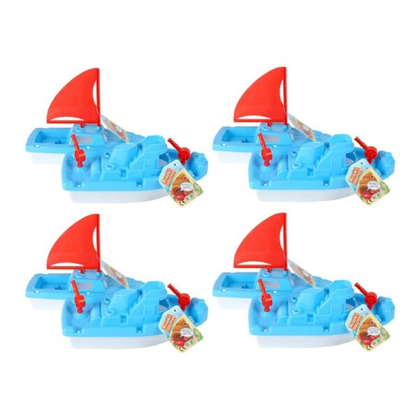 4x Razoo Beach Tug Boat Kids/Children Fun Play Toy Set 13x28cm Assorted 18m+