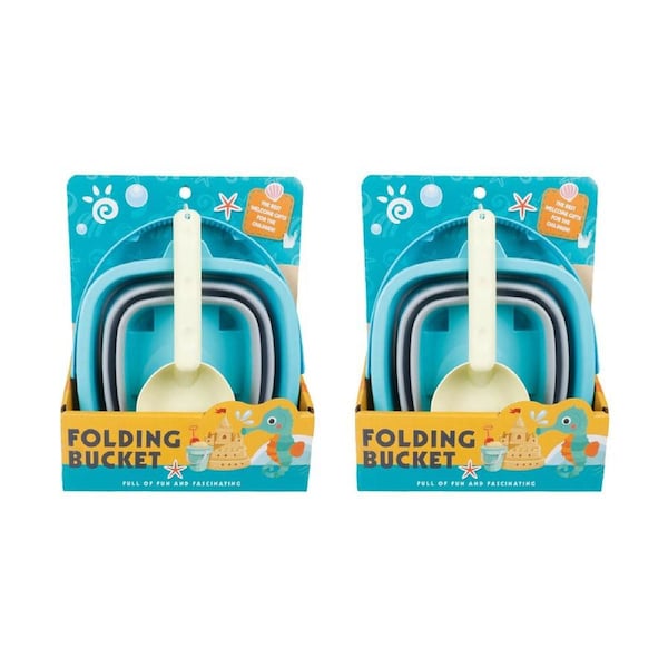 2x 2pcRazoo Folding Beach Bucket With Shovel Kids/Children Fun Toy 26x21cm 18m+