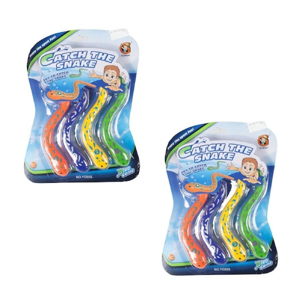 2x 4pcRazoo Swimming Snake Dive Game 4 Assorted Colours Heavy Duty Toy 21cm 3+