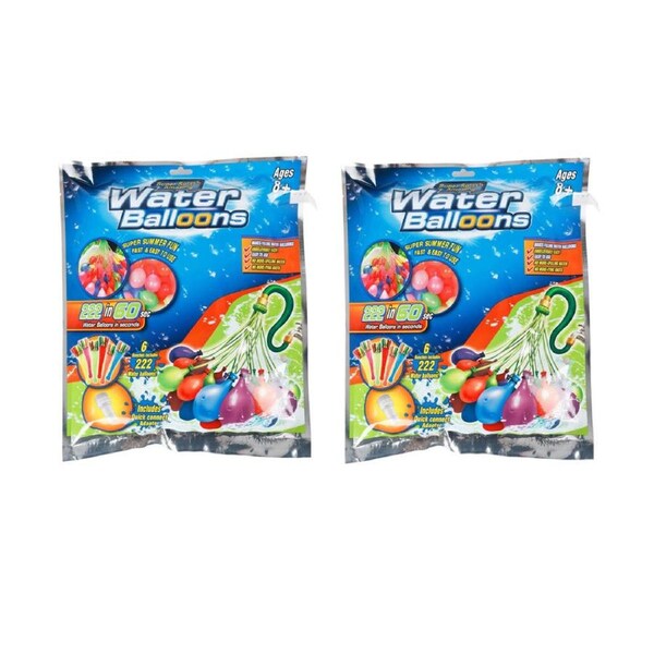 2x 222pcRazoo Water Balloons In Bunch With Connector Assorted Colours 8y+