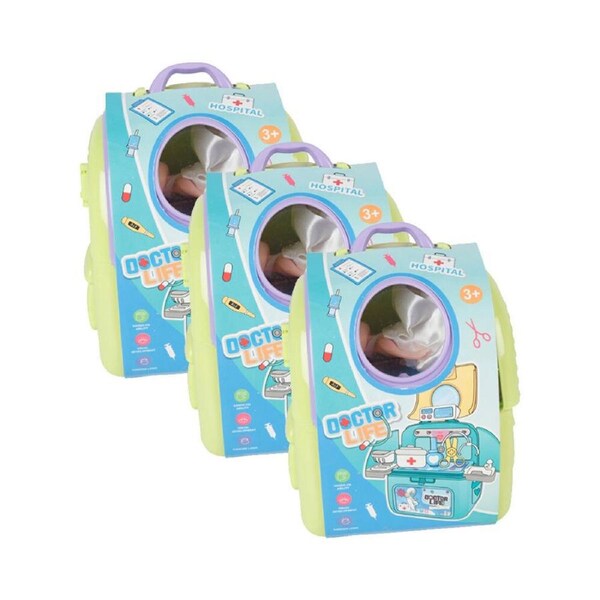 3x 16pcRazoo Doctor Play Set W-Doll & Access In Carry Case Kids Toy 3y+