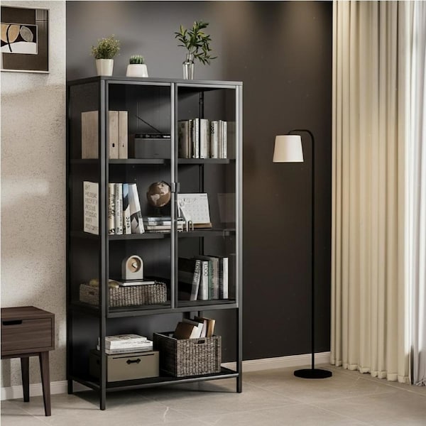 Stacked 160cm Tempered Glass Display Cabinet 4-Tier 2-Door Collection Storage
