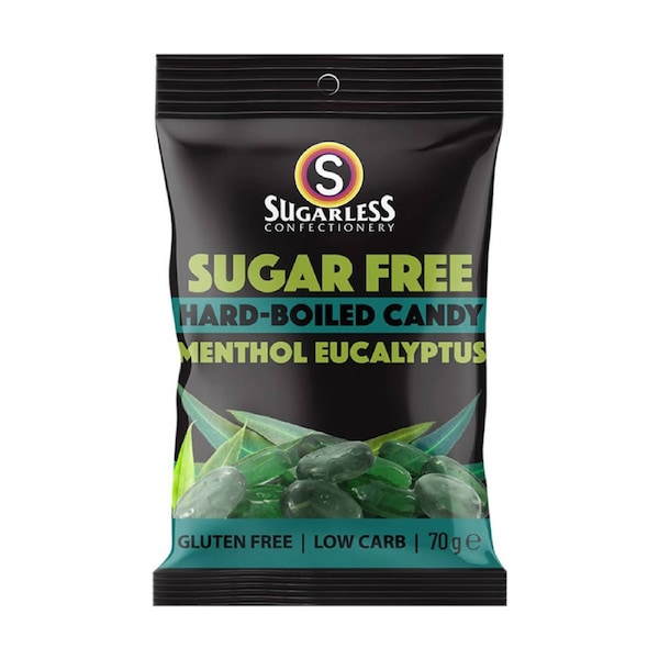 Sugarless Confectionery Co Menthol Eucalyptus Hard-Boiled Candy 70g
