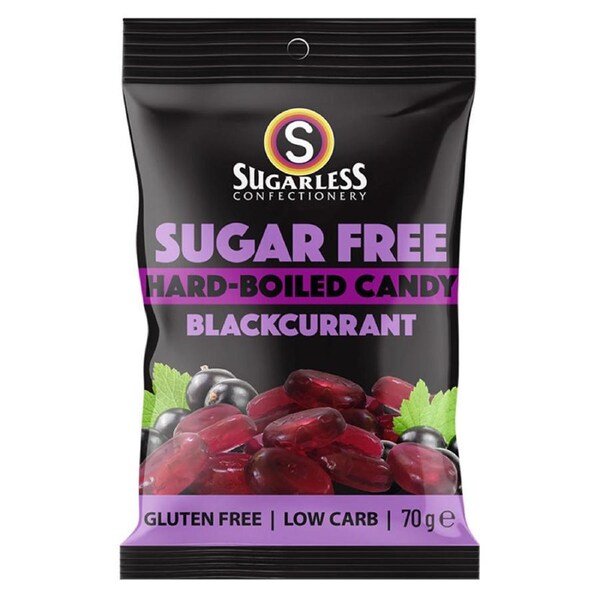 Sugarless Confectionery Blackcurrant Hard-Boiled Candy 70g