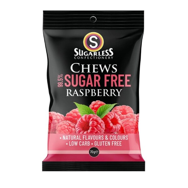 Sugarless Confectionery Raspberry Chews 70g
