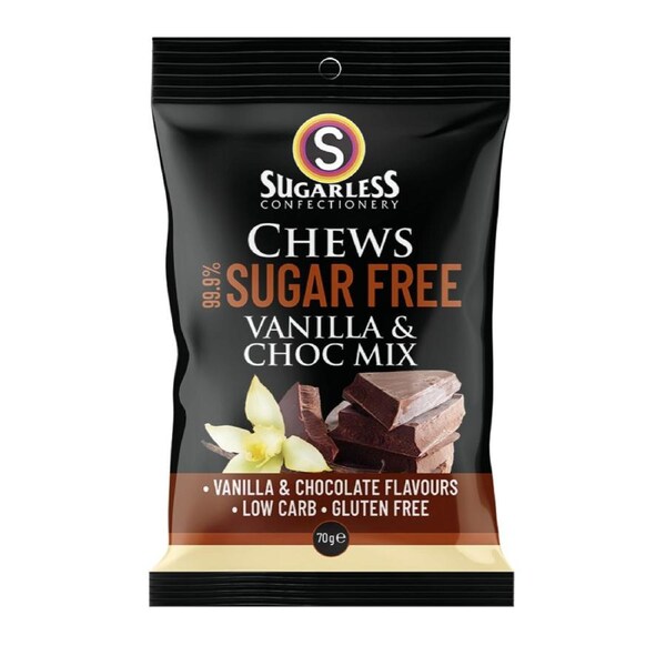 Sugarless Confectionery Vanilla & Choc Mix Chews 70g