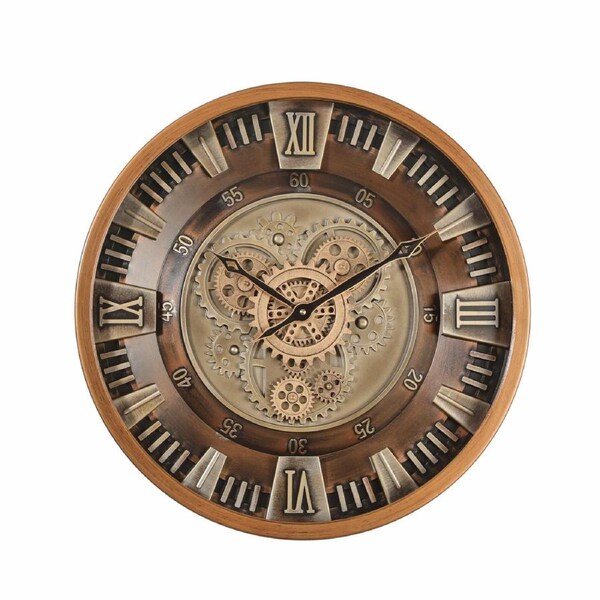 Roland Round Industrial Moving Cogs Wall Clock