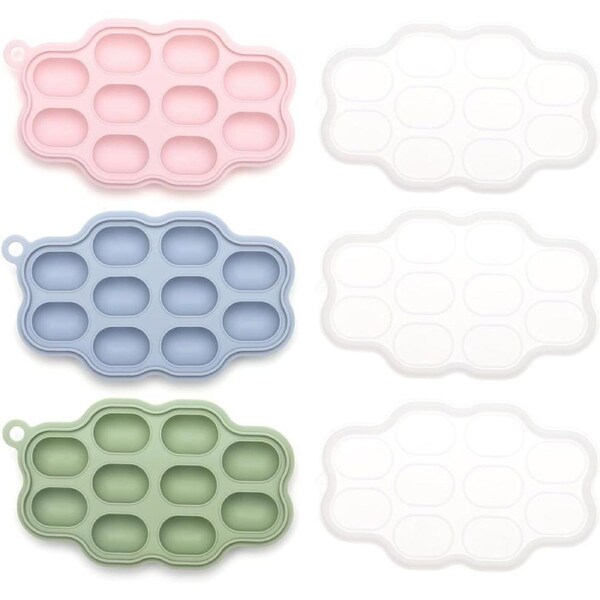 Silicone Nibble Freezer Tray (3 Pack), Kingkam Baby Breastmilk Popsicle Molds, Baby Fruit Food Feeder Teether Tray, Breast Milk Teether Pop Maker for Homemade Baby Food
