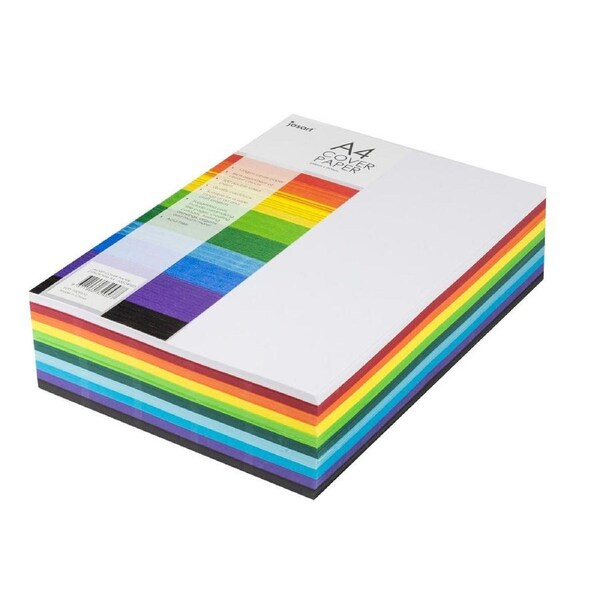 250pc Jasart 125GSM Cover Paper School Craft Double Sided Sheets 76x51cm Asst