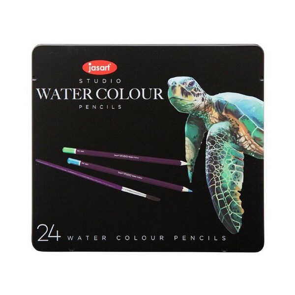 24pc Jasart Studio Art Drawing/Blending Watercolour Pencil Tin Set Non-Toxic